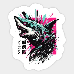 Cyber shark horror japanese Sticker